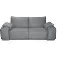 2-SITZER-SOFA Lederlook Grau  - Chromfarben/Grau, KONVENTIONELL, Textil/Metall (212/85/95cm) - Carryhome
