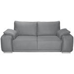 2-SITZER-SOFA Lederlook Grau  - Chromfarben/Grau, KONVENTIONELL, Textil/Metall (212/85/95cm) - Carryhome