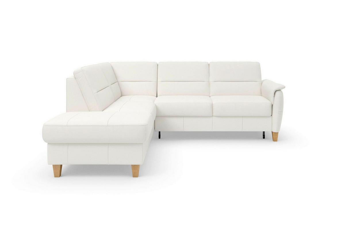 ROHOVÁ SEDAČKA, textil, kůže, bílá - bílá/barvy dubu, Basics, dřevo/textil (212/236cm) - Sit & More
