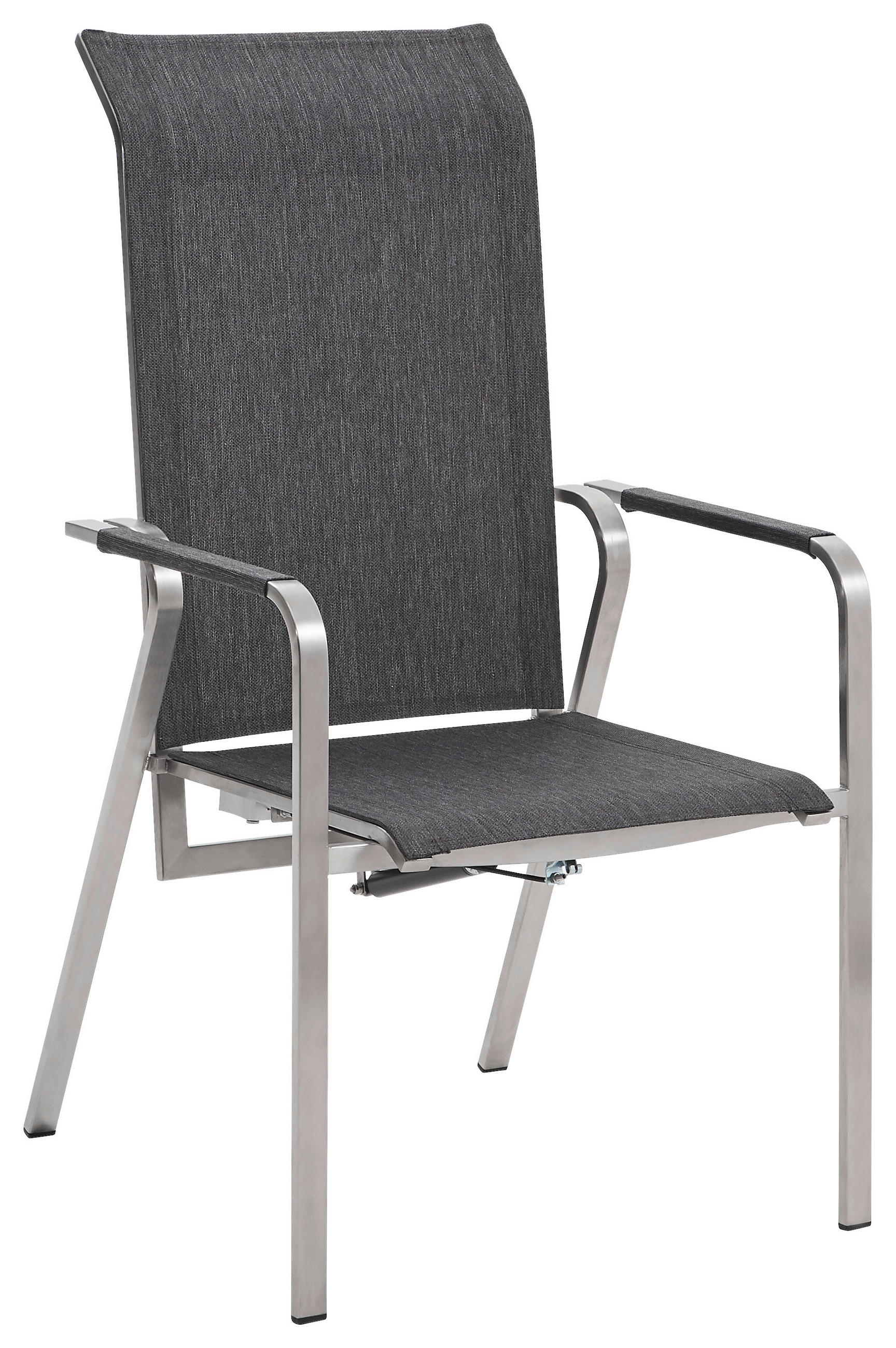 GARTEN-RELAXSESSEL  - Edelstahlfarben/Anthrazit, Design, Textil/Metall (55/110/62cm) - Amatio