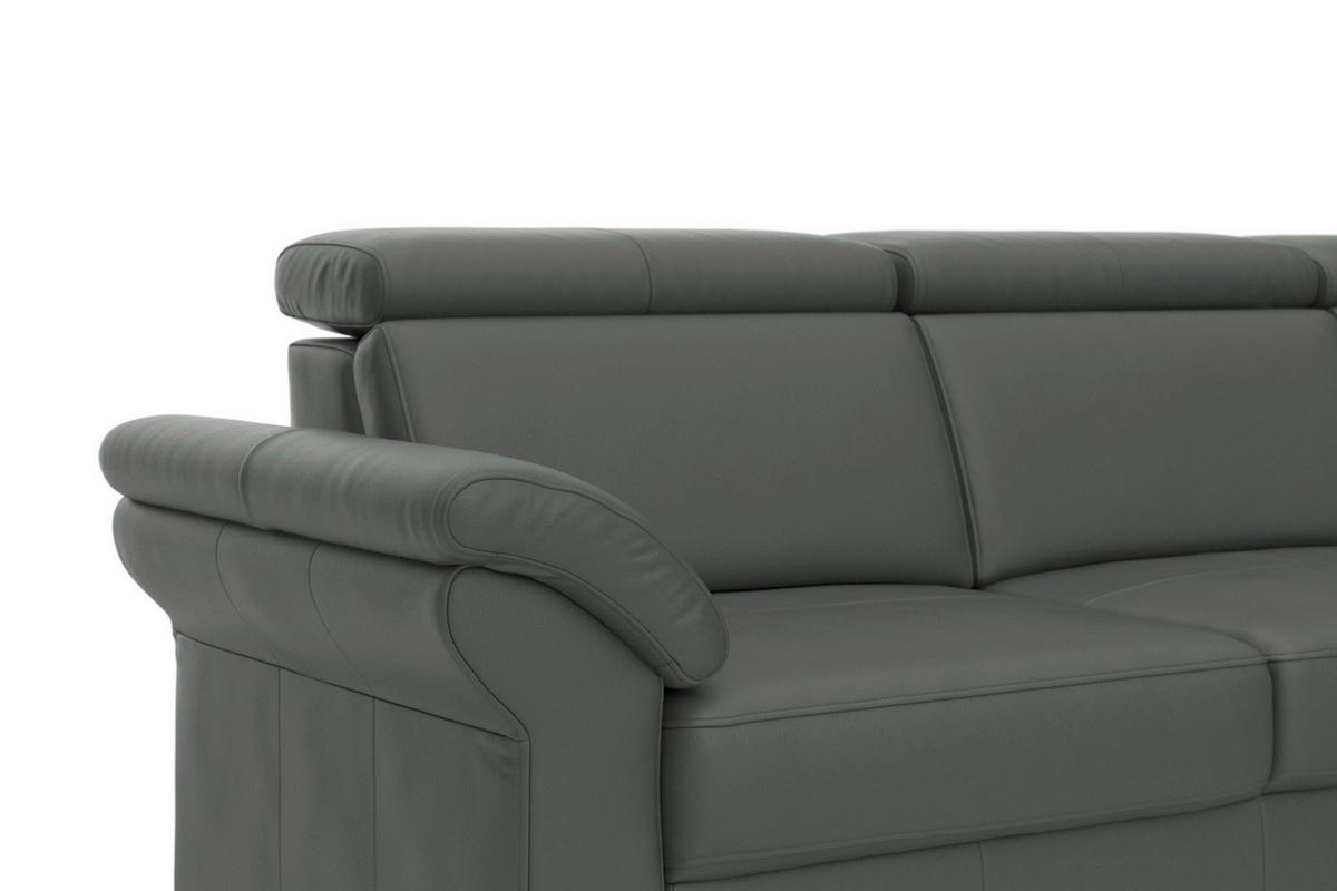 ECKSOFA 245/194 cm ARNGAST E in Echtleder Anthrazit Kopfteilverstellung  245/194 cm  - Chromfarben/Anthrazit, Basics, Leder/Textil (245/194cm) - Sit & More