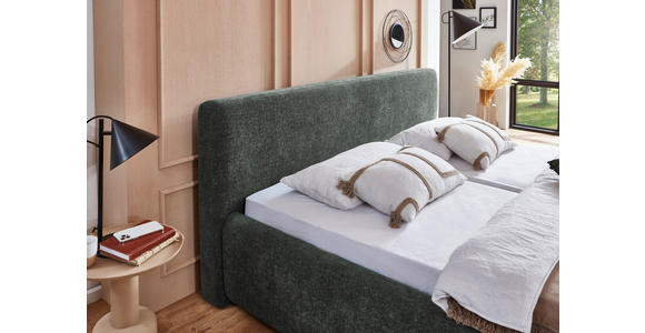 POLSTERBETT 180/200 cm,  in Grün, Bettkasten, Lattenroste,  - Birkefarben/Buchefarben, Design, Holz/Textil (180/200cm) - Xora