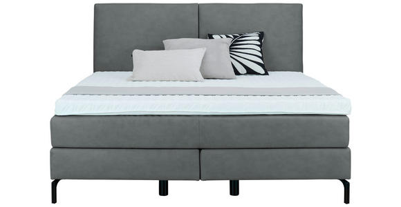 BOXSPRINGBETT 180/200 cm  in Anthrazit  - Anthrazit/Schwarz, KONVENTIONELL, Textil/Metall (180/200cm) - Dieter Knoll