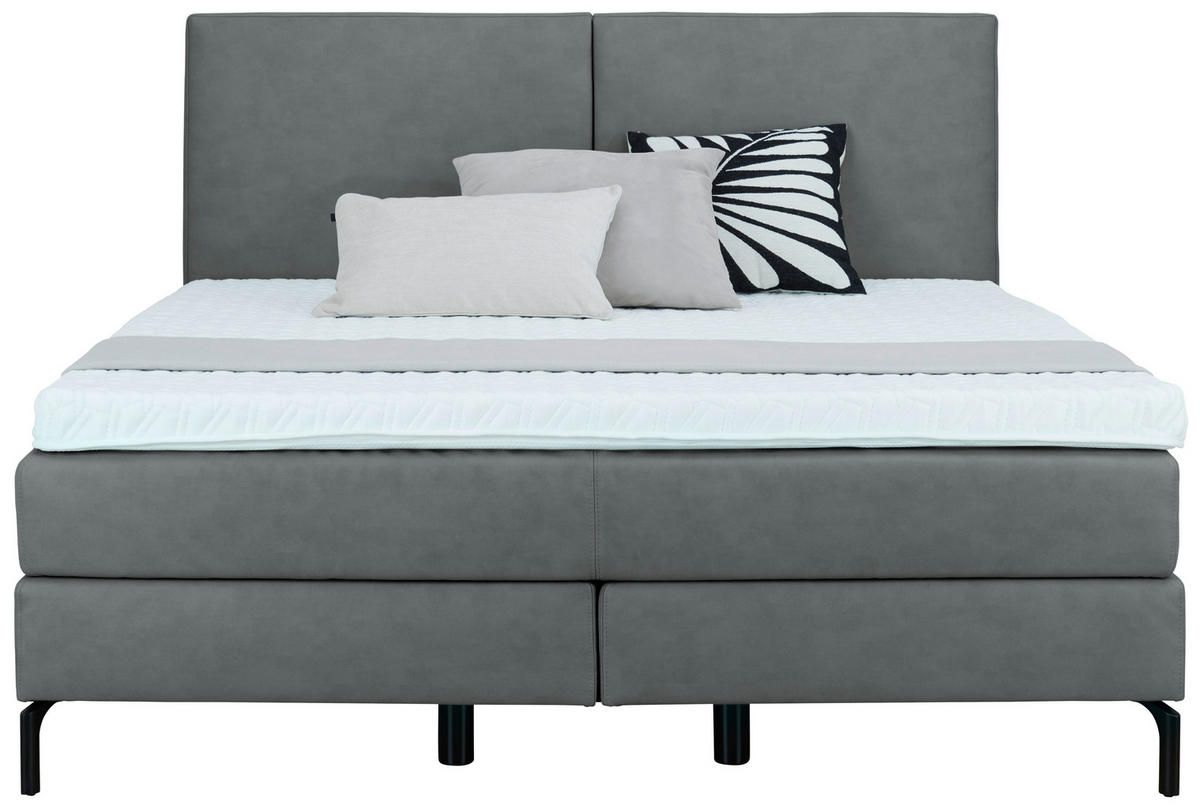 BOXSPRINGBETT 180/200 cm  in Anthrazit  - Anthrazit/Schwarz, Konventionell, Textil/Metall (180/200cm) - Dieter Knoll