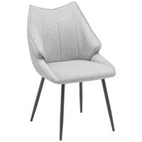 STUHL Samt Grau, Schwarz  - Schwarz/Grau, LIFESTYLE, Textil/Metall (55/87/61cm) - MID.YOU
