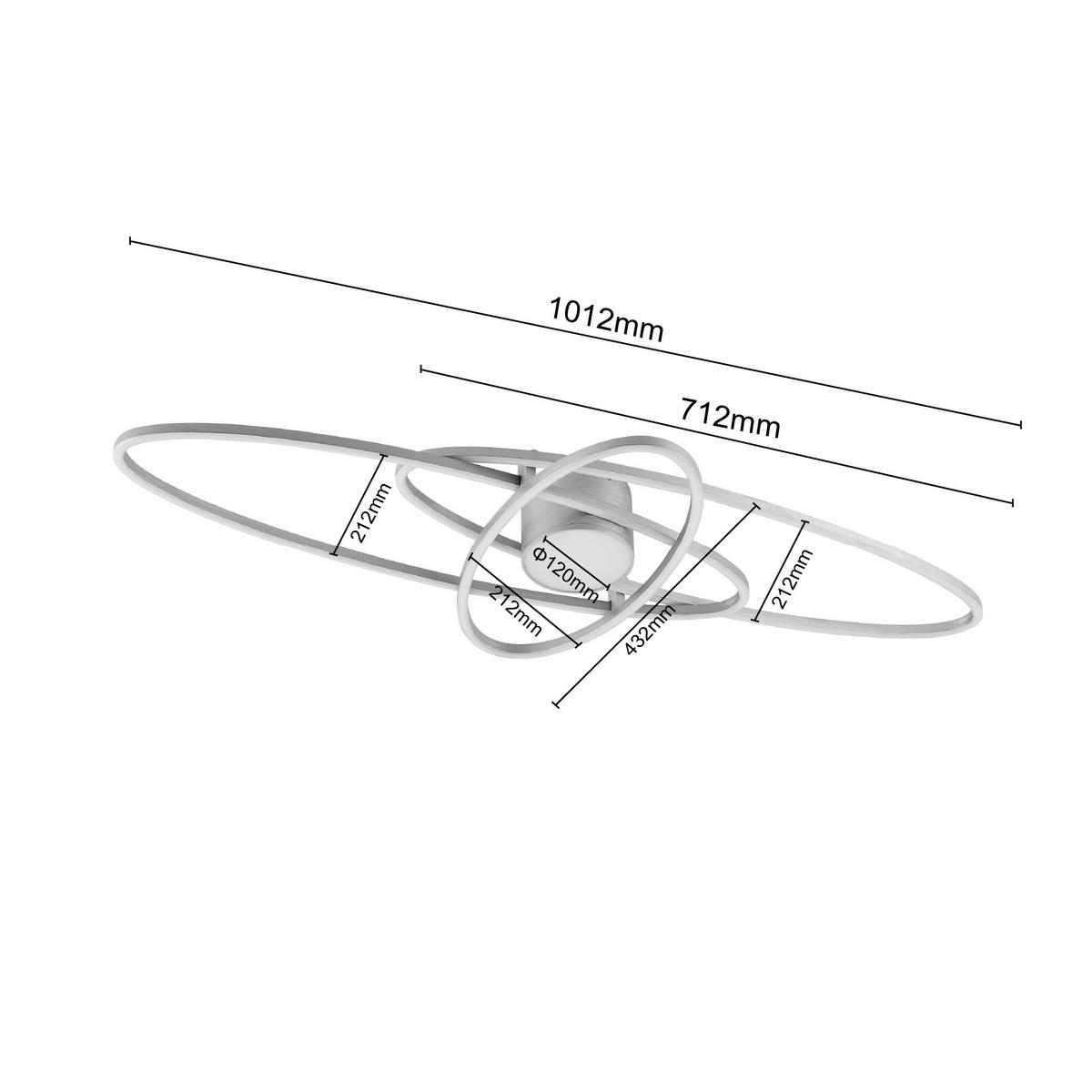 LED-TAKLAMPA Cuva 58 W 101/43/8,5 cm  - nickelfärgad, Design, metall/plast (101/43/8,5cm) - Novel