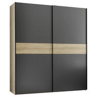 SCHWEBETÜRENSCHRANK 2-türig Graphitfarben, Eiche Artisan  - Schwarz/Graphitfarben, KONVENTIONELL, Holzwerkstoff/Metall (170/195/57,5cm) - Boxxx