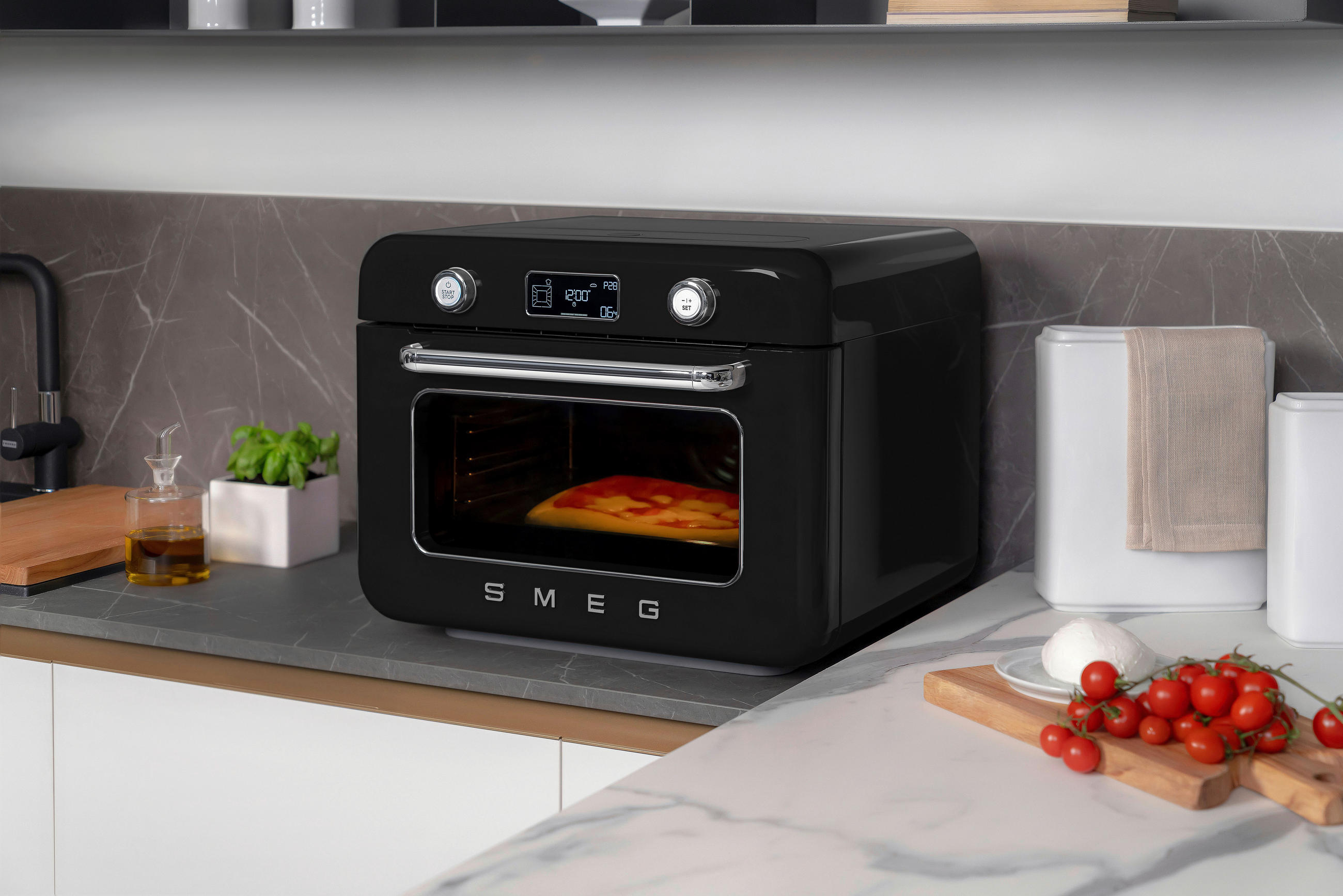 MINIBACKOFEN 50´s Style  - Schwarz Hochglanz, Basics, Metall (50/40/51cm) - SMEG