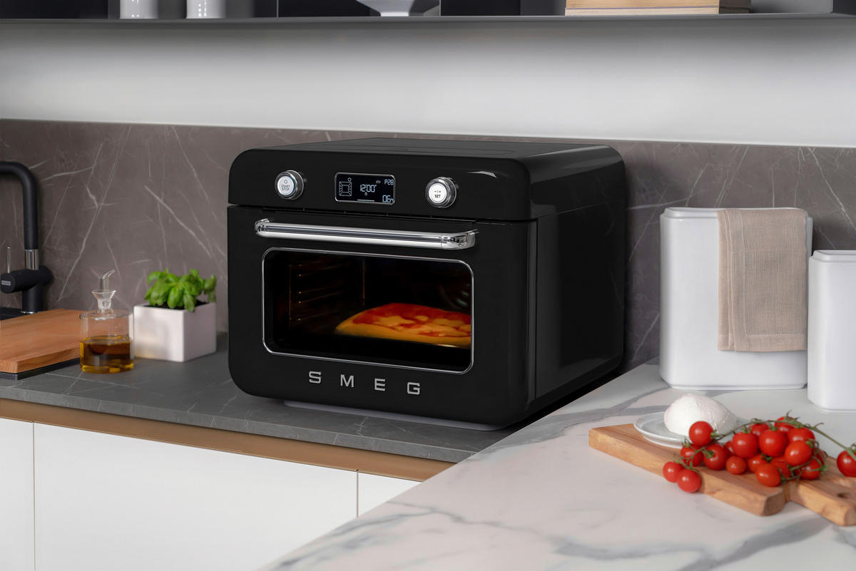 MINIBACKOFEN 50´s Style  - Schwarz Hochglanz, Basics, Metall (50/40/51cm) - SMEG
