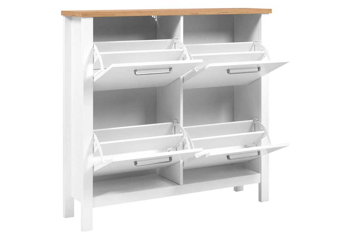 ORMARIĆ ZA OBUĆU  bijela  drvni materijal     - bijela/hrast Artisan, Romantično / ladanjski, drvni materijal (113/109/30cm)
