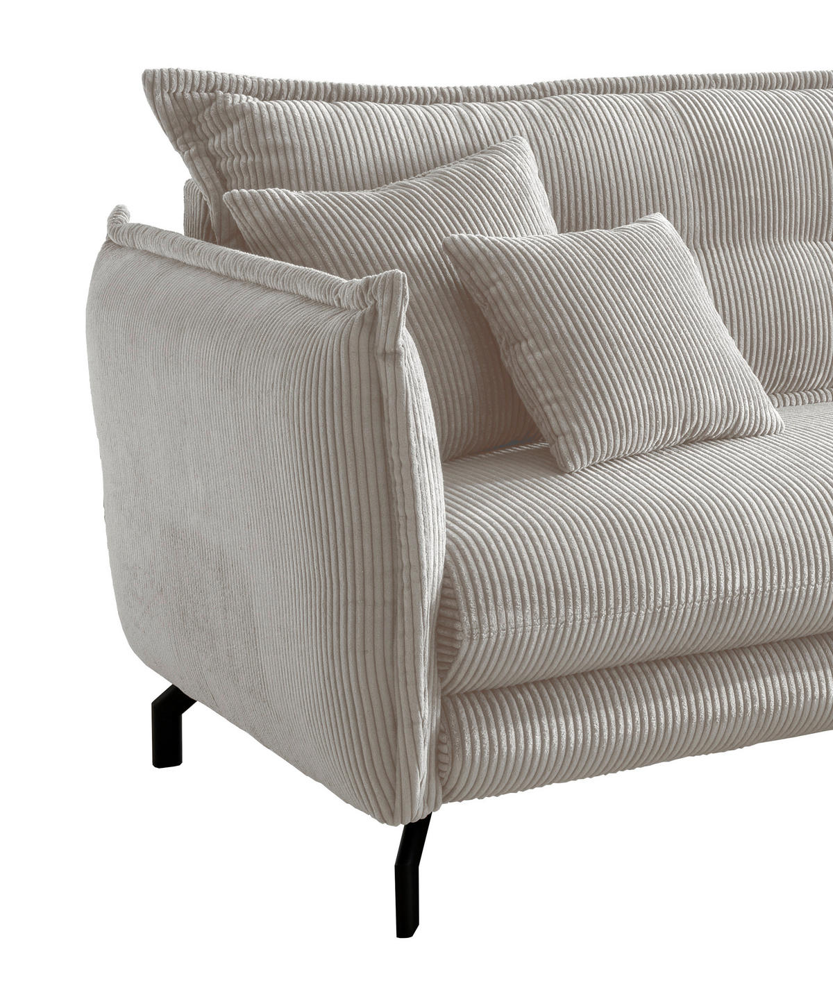 ECKSOFA in Cord Silberfarben  - Silberfarben/Schwarz, Modern, Textil/Metall (255/180cm) - Livetastic