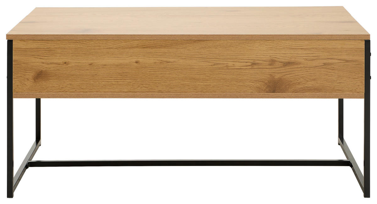 COUCHTISCH rechteckig Naturfarben, Schwarz  - Schwarz/Naturfarben, Natur, Holzwerkstoff/Metall (100/45/40cm) - MID.YOU