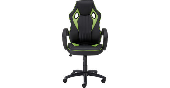 GAMINGSTUHL  in Lederlook, Netzbespannung Grün, Schwarz  - Schwarz/Grün, Design, Kunststoff/Textil (61,5/111-121/66cm) - Carryhome