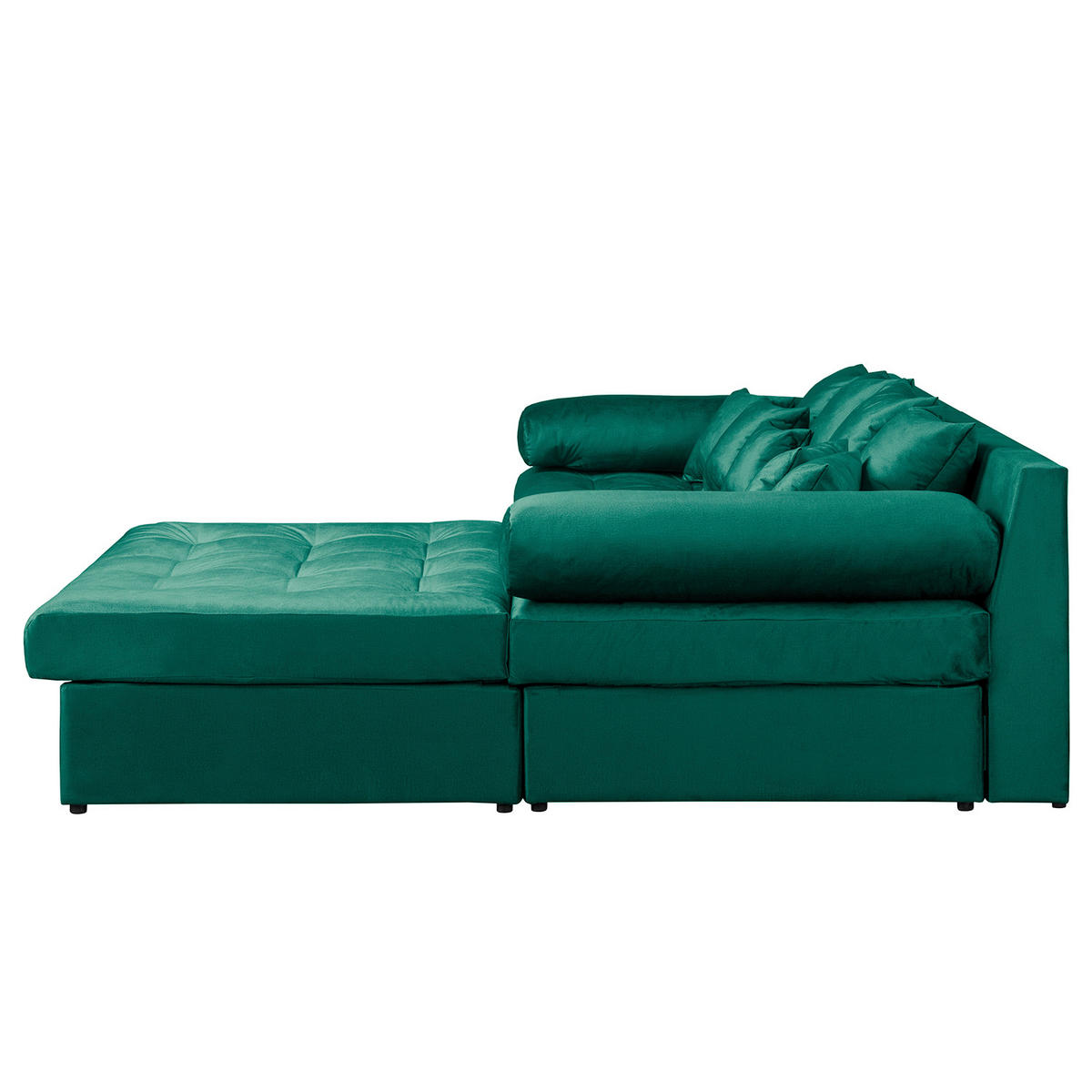 ECKSOFA Naomi in Velours Grün Rückenkissen  284/243 cm  - Schwarz/Grün, Design, Kunststoff/Textil (284/243cm) - P & B
