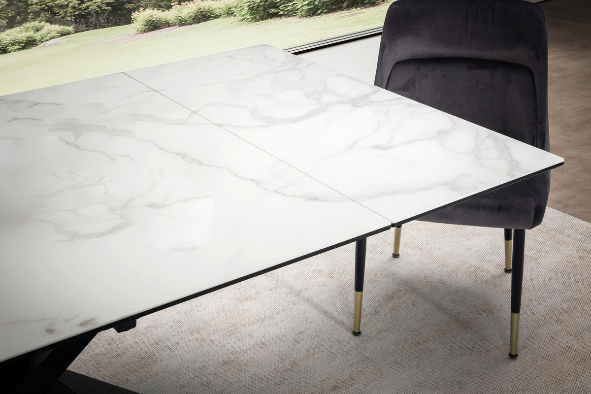 ESSTISCH in Keramik 180/95/76 cm  - Schwarz/Weiß, Design, Keramik/Metall (180/95/76cm) - MID.YOU
