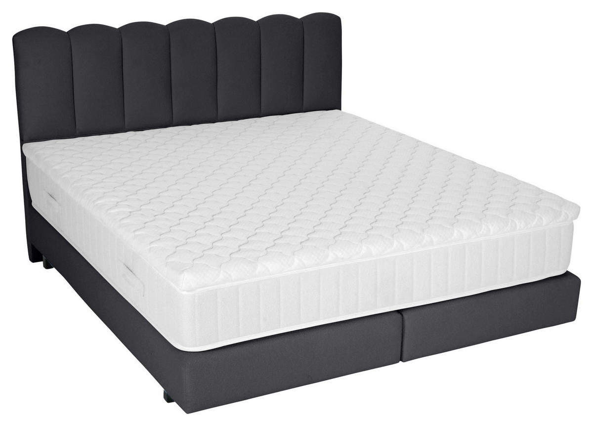 BOXSPRINGBETT 180/200 cm,  in Anthrazit, Topper, Matratzen, H3 = fest  - Anthrazit/Schwarz, Design, Holzwerkstoff/Textil (180/200cm) - Esposa