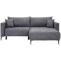 ECKSOFA Velours Dunkelgrau  - Dunkelgrau/Schwarz, Konventionell, Textil/Metall (226/155cm) - Carryhome