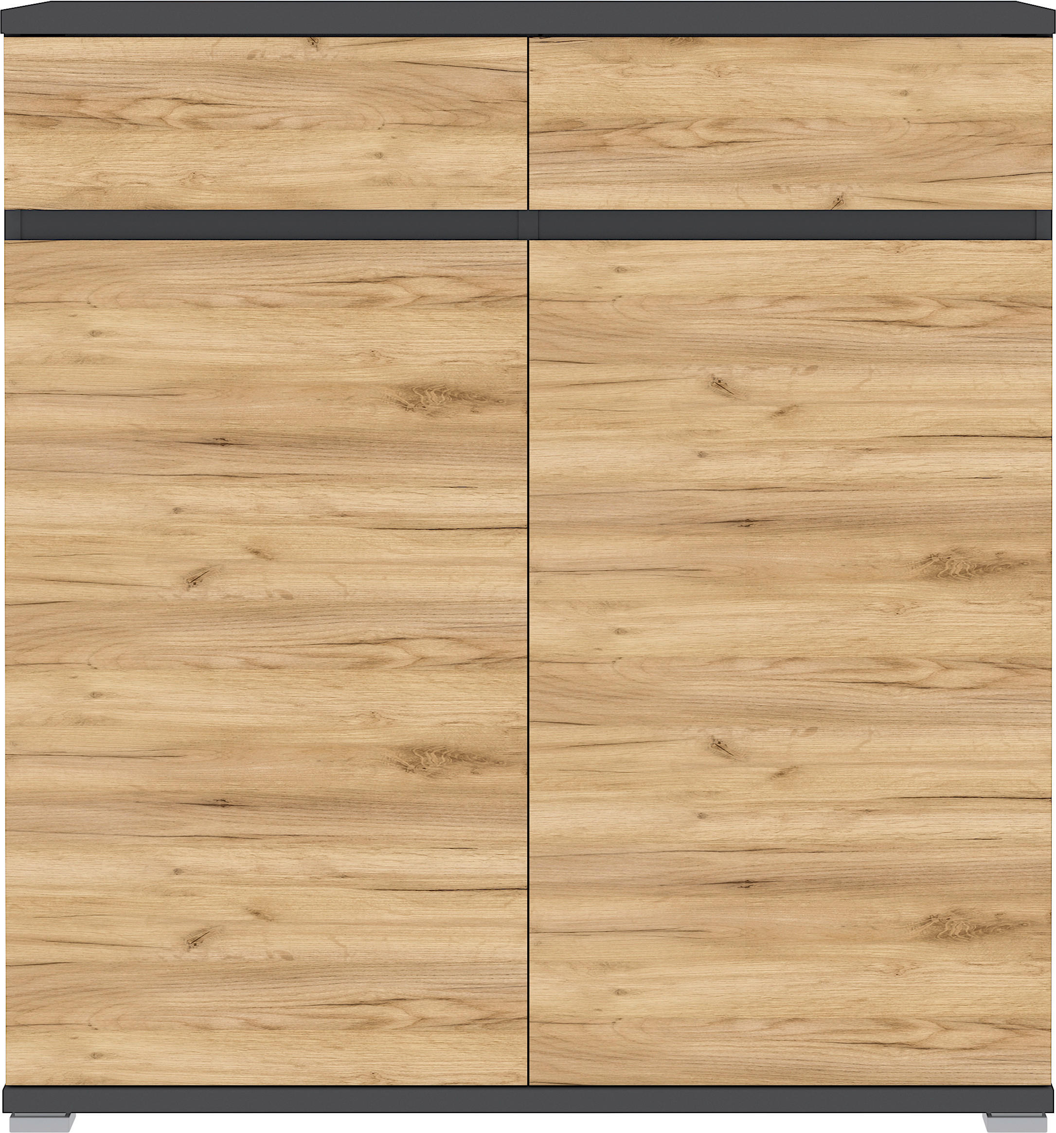 SCHUHSCHRANK Anthrazit, Eichefarben  - Eichefarben/Anthrazit, Design, Holzwerkstoff/Kunststoff (96/103/40cm)