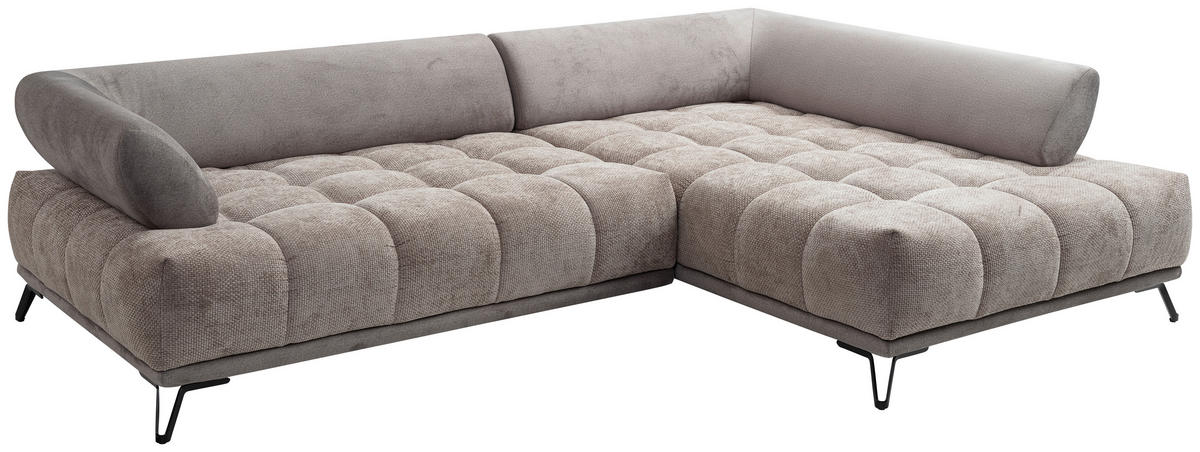 ECKSOFA Chenille Taupe  - Taupe/Schwarz, Modern, Textil/Metall (262/184cm) - MID.YOU