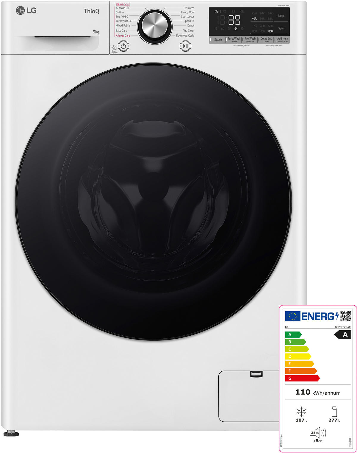 WASCHMASCHINE F2V7SLIM9   - Weiß, Basics, Glas/Kunststoff (60/85/47,5cm) - LG