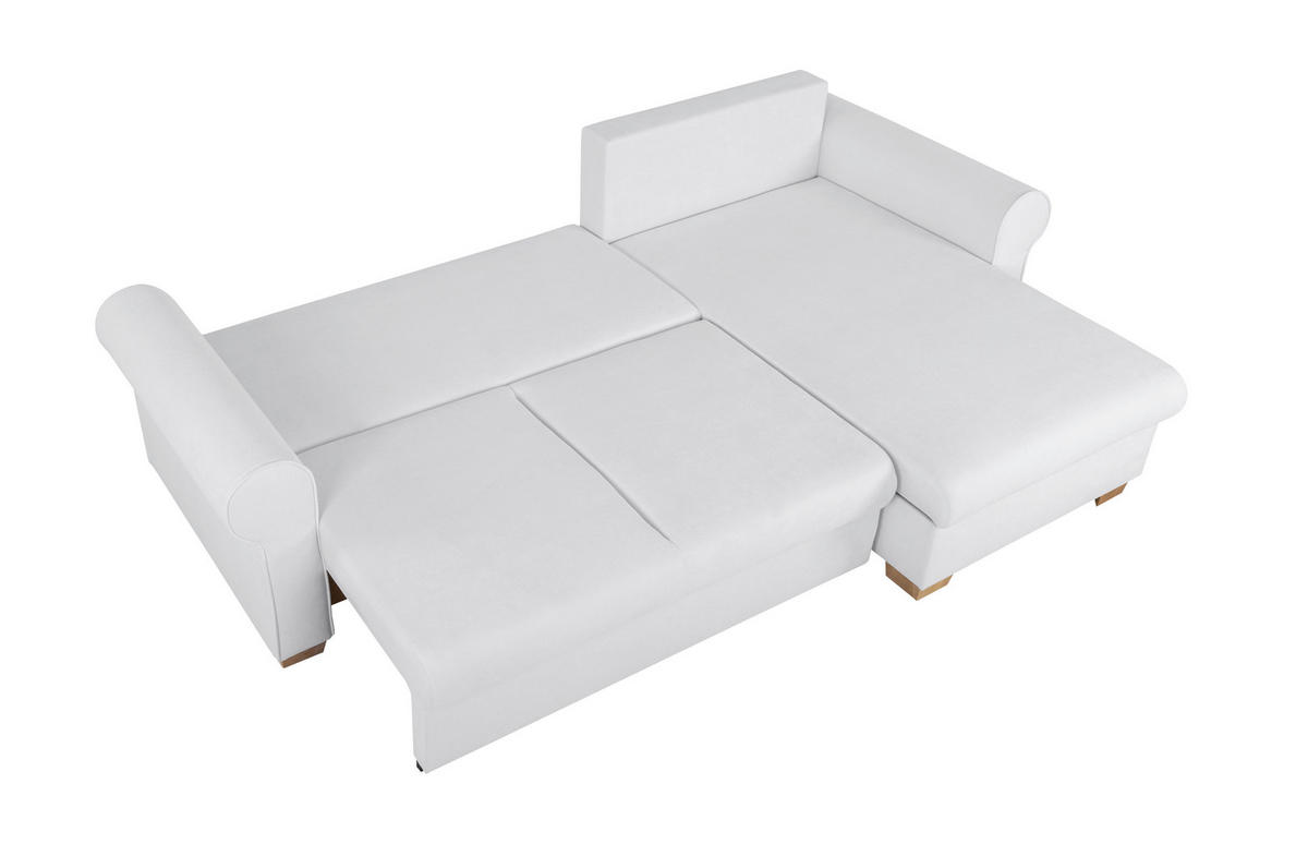 ECKSOFA in Creme  - Buchefarben/Creme, Design, Holz/Textil (266/161cm) - MID.YOU