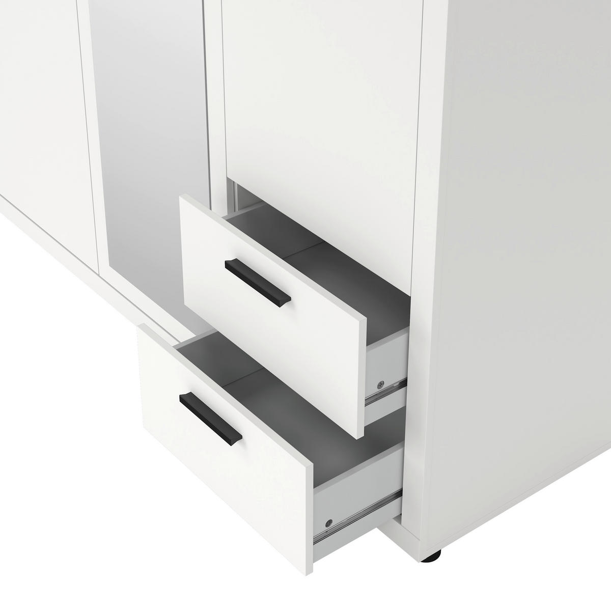 DREHTÜRENSCHRANK in Weiss  - Weiss/Schwarz, Modern, Holzwerkstoff/Metall (153,6/200,9/59,8cm) - MID.YOU