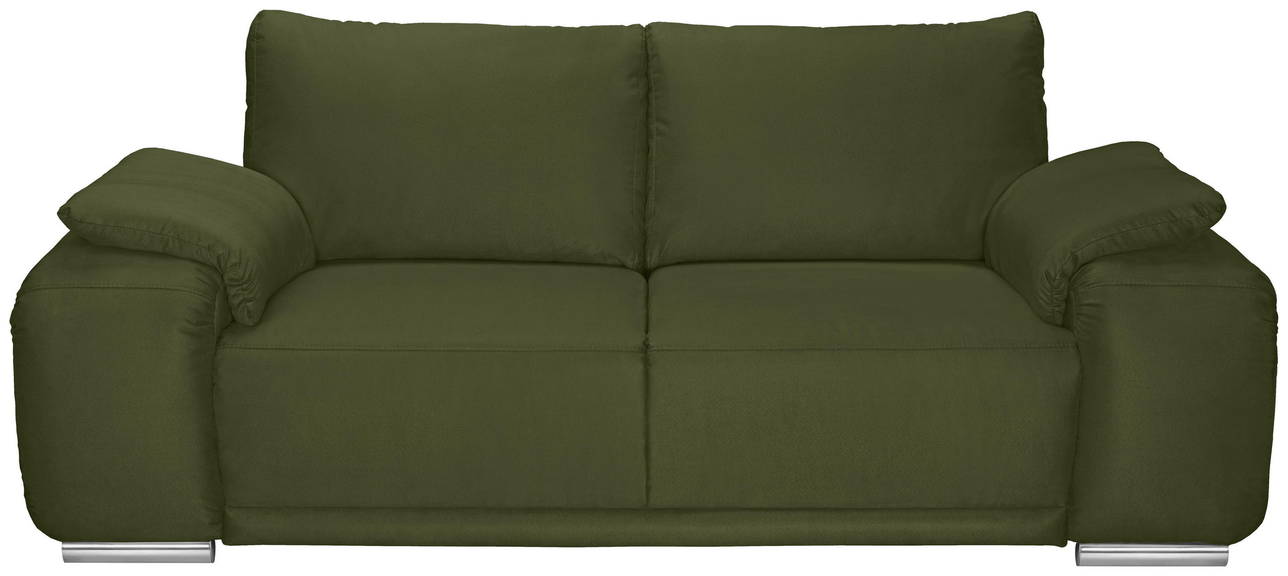 2-SITZER-SOFA Lederlook Olivgrün  - Chromfarben/Olivgrün, KONVENTIONELL, Textil/Metall (212/85/95cm) - Carryhome