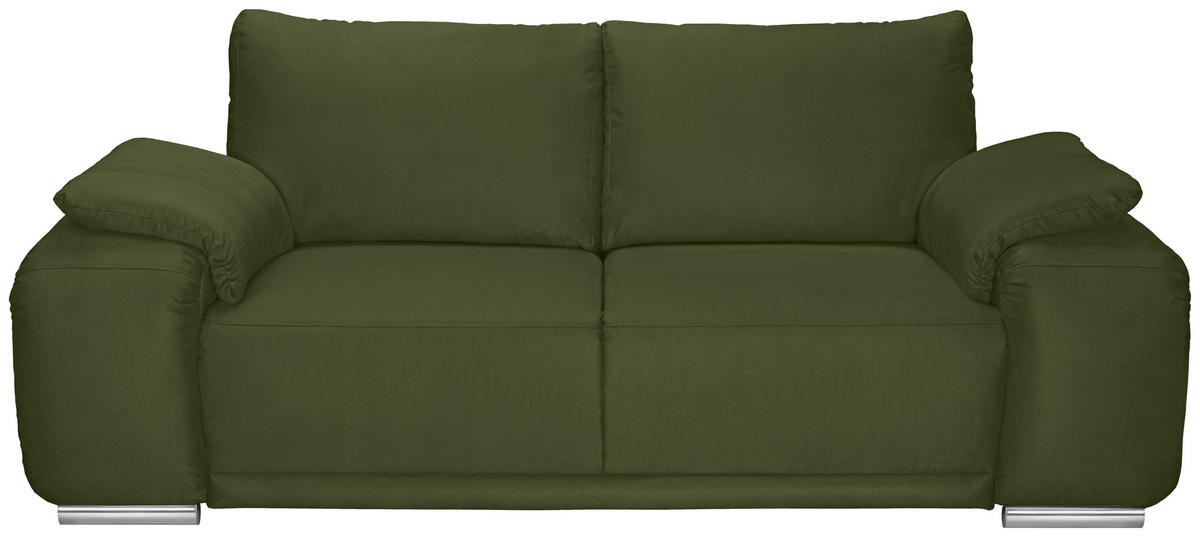 2-SITZER-SOFA Lederlook Olivgrün  - Chromfarben/Olivgrün, KONVENTIONELL, Textil/Metall (212/85/95cm) - Carryhome