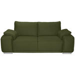 2-SITZER-SOFA Lederlook Olivgrün  - Chromfarben/Olivgrün, KONVENTIONELL, Textil/Metall (212/85/95cm) - Carryhome