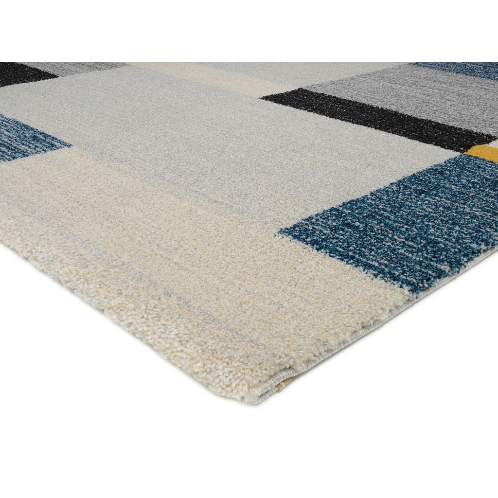 Thumbnail - Novel Webteppich Palazzo Bloc, Blau, Gelb, Grau, Textil, Graphik, rechteckig, 200x250 cm, in verschiedenen Größen erhält...