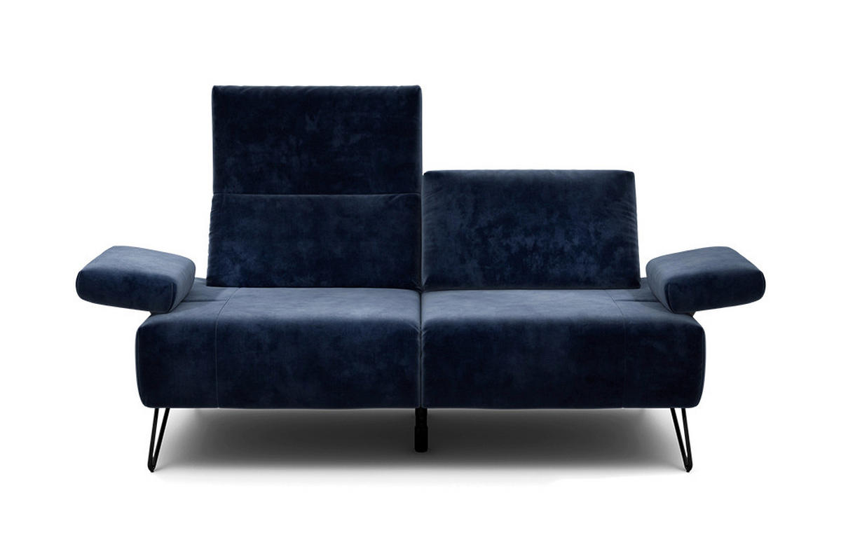 2-SITZER-SOFA Samt Dunkelblau  - Schwarz/Dunkelblau, Design, Textil/Metall (164-194/85/86-94cm) - SENSOO