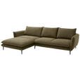 ECKSOFA  in Webstoff Grün  196/304 cm  - Schwarz/Grün, KONVENTIONELL, Textil/Metall (196/304cm) - Hom`in