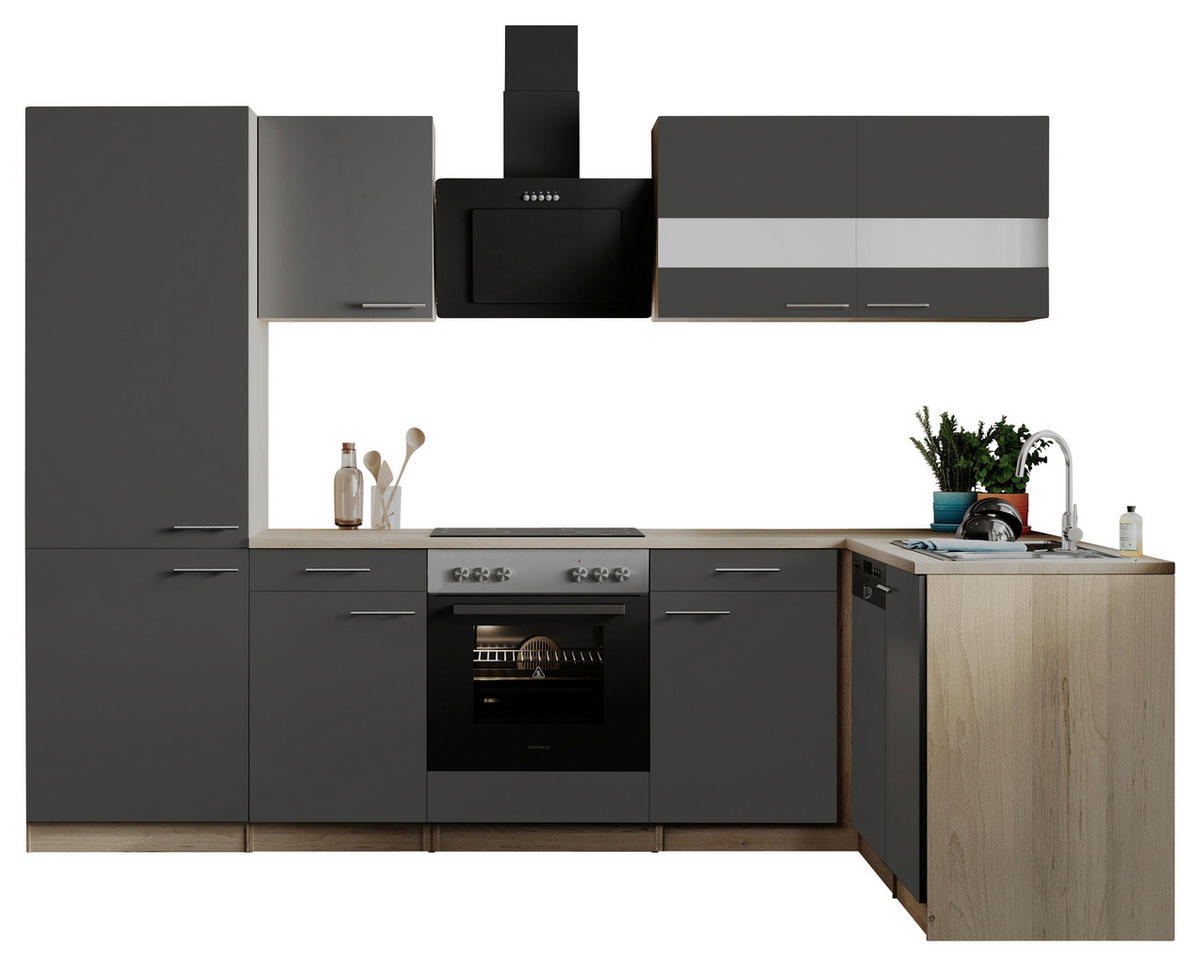 HÖRNKÖK 280/172 cm  i grå  - stålfärgad/grå, Basics, metall/trämaterial (280/172cm) - Respekta