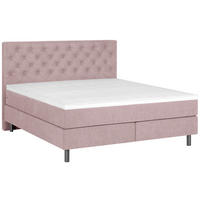 KONTINENTALSÄNG 180/200 cm  i rosa  - silver/rosa, Klassisk, metall/textil (180/200cm) - Welnova
