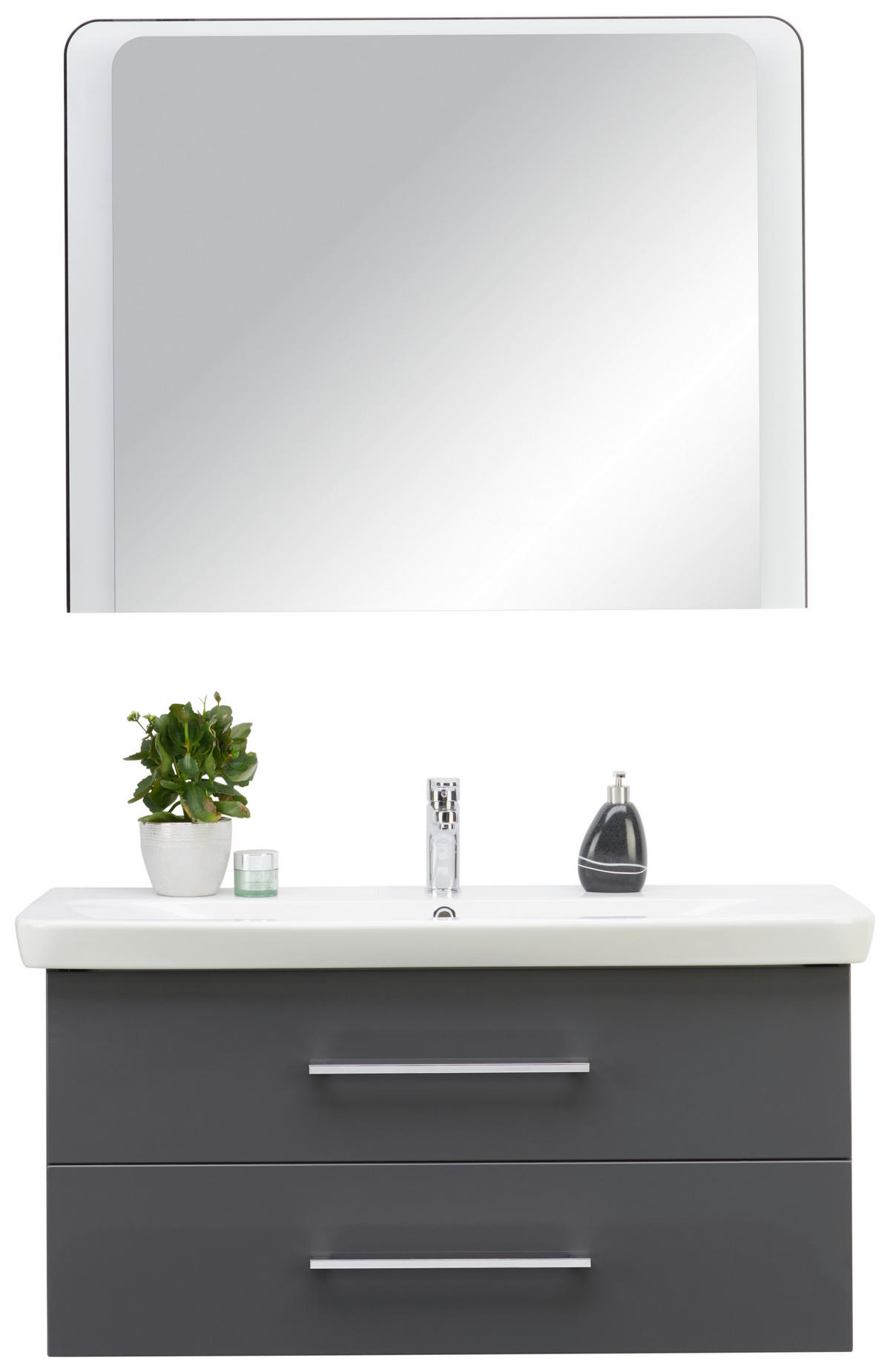 BADEZIMMER  in 107,5 cm  - Anthrazit/Weiß, MODERN, Glas/Keramik (107,5cm) - Voleo