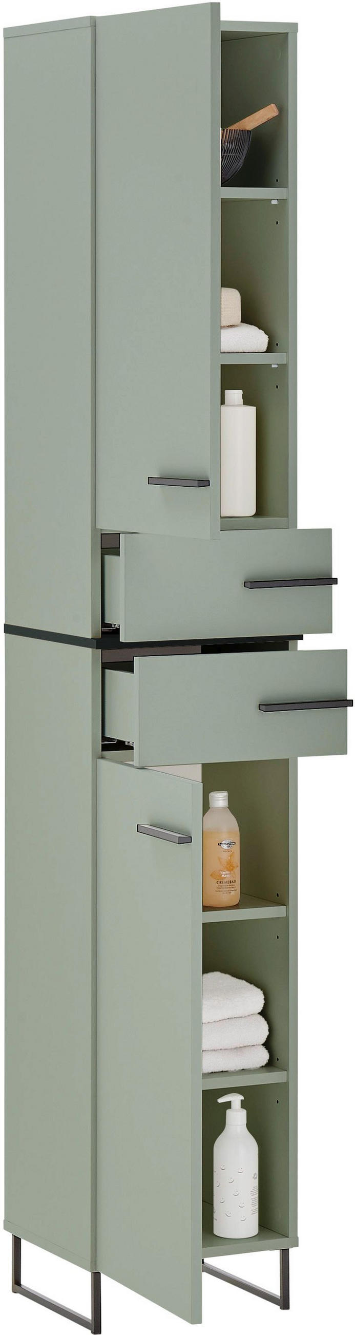 HOCHSCHRANK 35/194/33 cm  - Schwarz/Grün, LIFESTYLE, Holzwerkstoff/Kunststoff (35/194/33cm) - home24