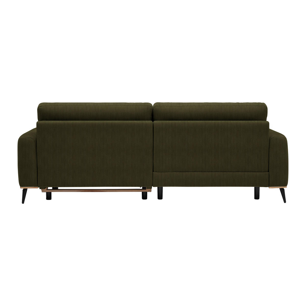 ECKSOFA Chenille, Cord Dunkelgrün  - Dunkelgrün/Schwarz, Konventionell, Holz/Textil (167/87/234cm) - MID.YOU