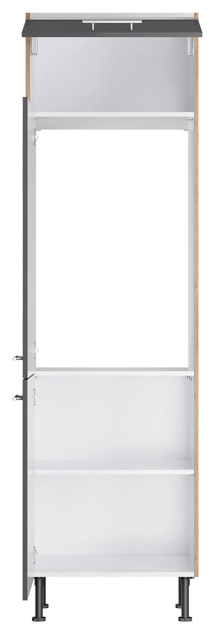 GERÄTEUMBAUSCHRANK 60/211,8/58,1 cm  in Anthrazit, Wildeiche  - Wildeiche/Edelstahlfarben, Basics, Holzwerkstoff/Metall (60/211,8/58,1cm) - Optifit
