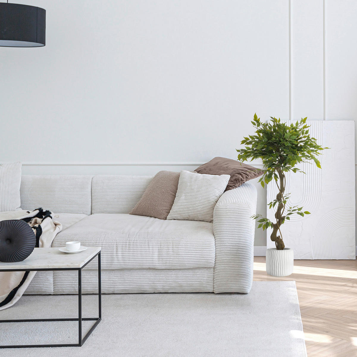 KUNSTPFLANZE Ficus Benjamina  - Schwarz/Braun, Basics, Kunststoff (70/120/70cm) - MID.YOU