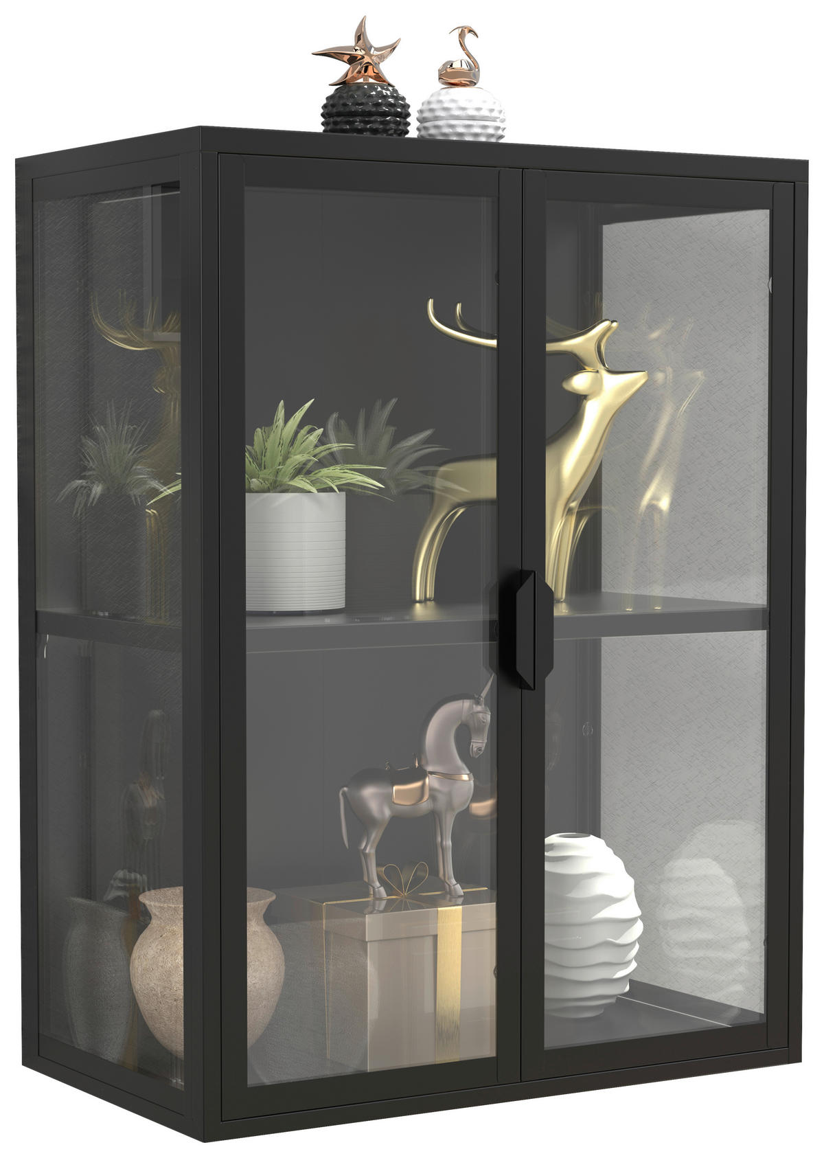 HÄNGEVITRINE in Schwarz   - Transparent/Schwarz, Design, Glas/Metall (60/80/35cm) - MID.YOU
