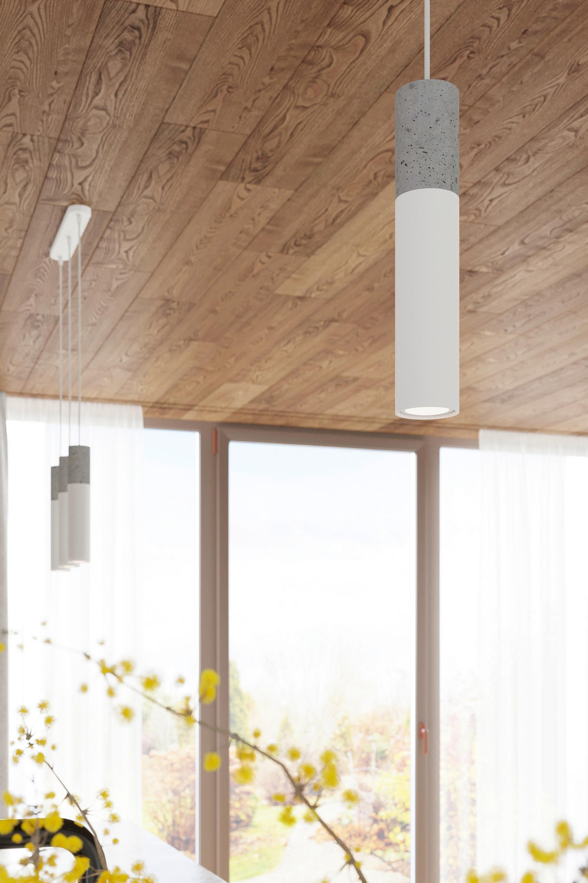 HÄNGELEUCHTE Borgio 8/8/105 cm   - Weiß/Grau, KONVENTIONELL, Stein/Metall (8/8/105cm)