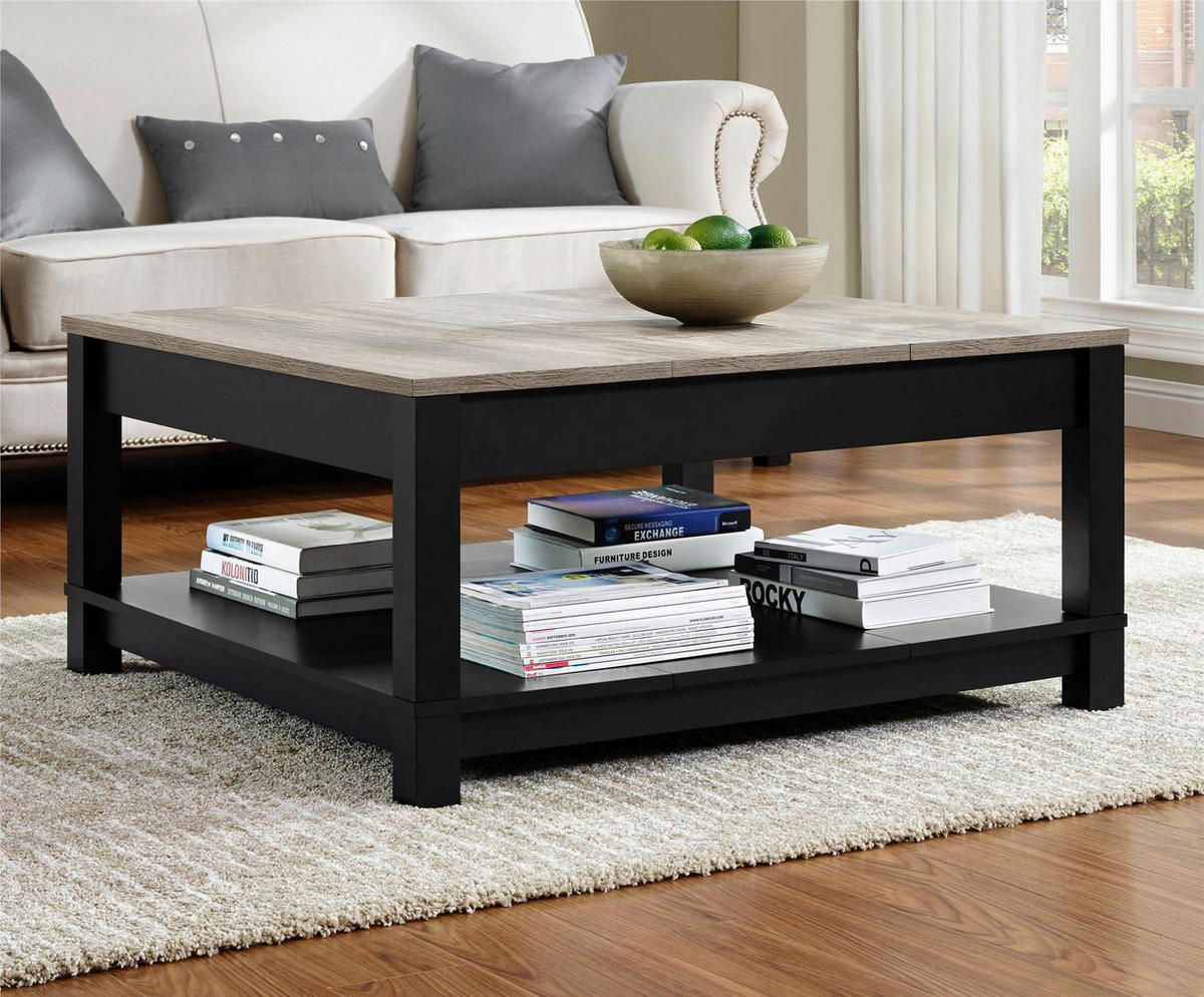 COUCHTISCH Carver 90/90/44 cm Schwarz  - Schwarz, Design, Holzwerkstoff/Metall (90/90/44cm) - MID.YOU