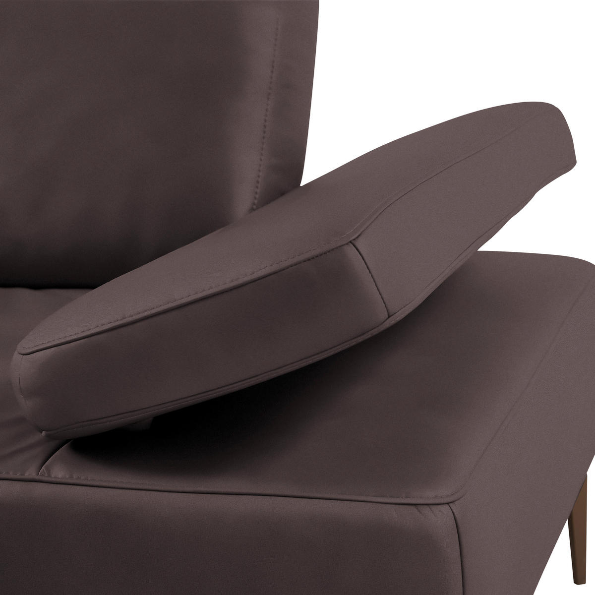 ECKSOFA in Echtleder Dunkelbraun  - Dunkelbraun/Bronzefarben, Design, Leder/Holz (176/314cm) - Valnatura