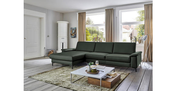ECKSOFA in Echtleder Dunkelgrün 176/334 cm - Dunkelgrün/Schwarz, Design, Leder/Metall (176/334cm) - Dieter Knoll