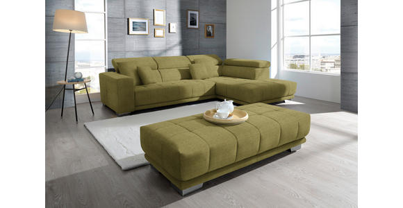 ECKSOFA in Mikrofaser Grün  - Chromfarben/Grün, Design, Textil/Metall (301/207cm) - Xora