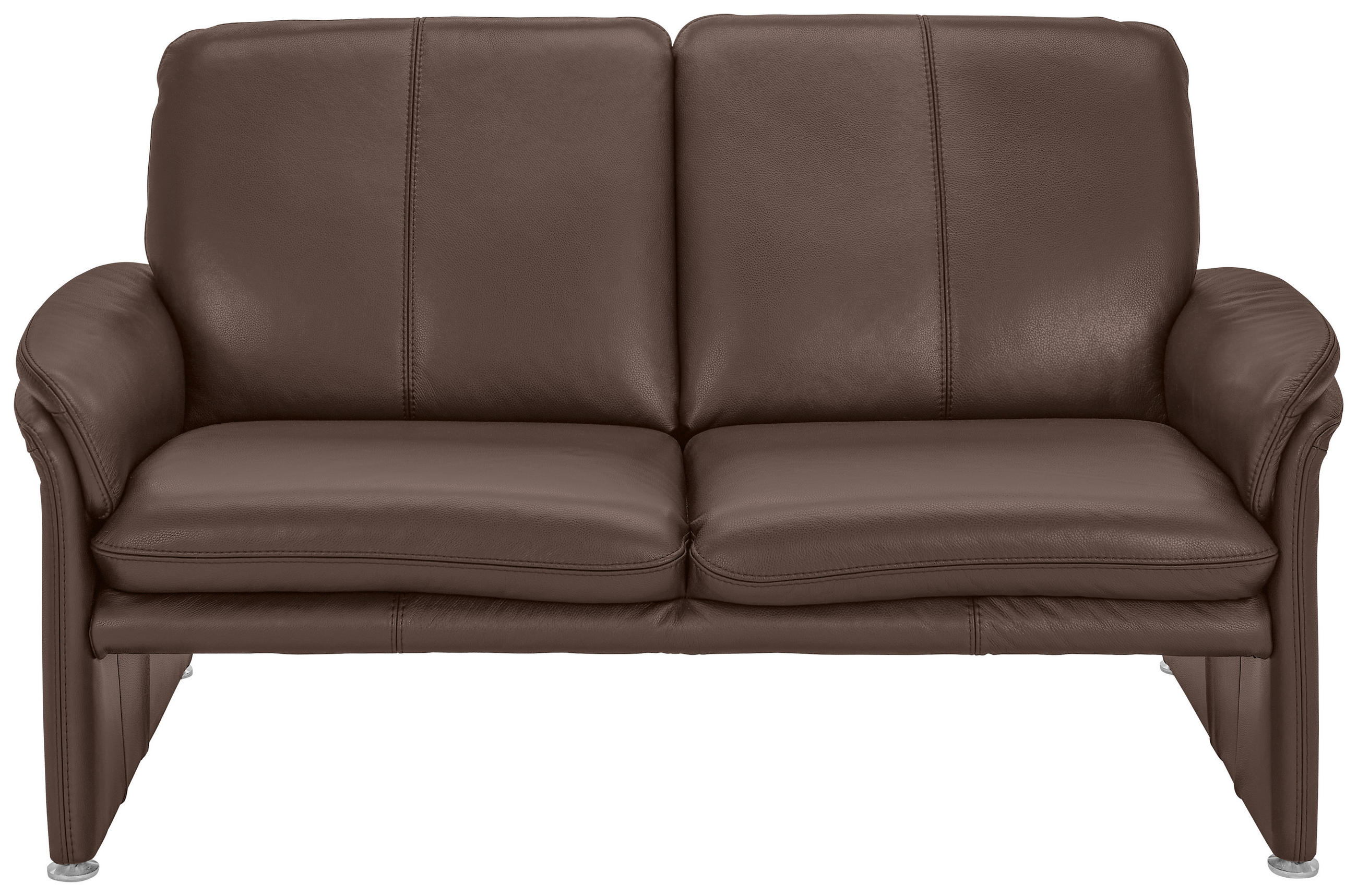 2,5-SITZER Braun Echtleder  - Chromfarben/Braun, KONVENTIONELL, Leder/Metall (186/90/86cm) - Celina Home