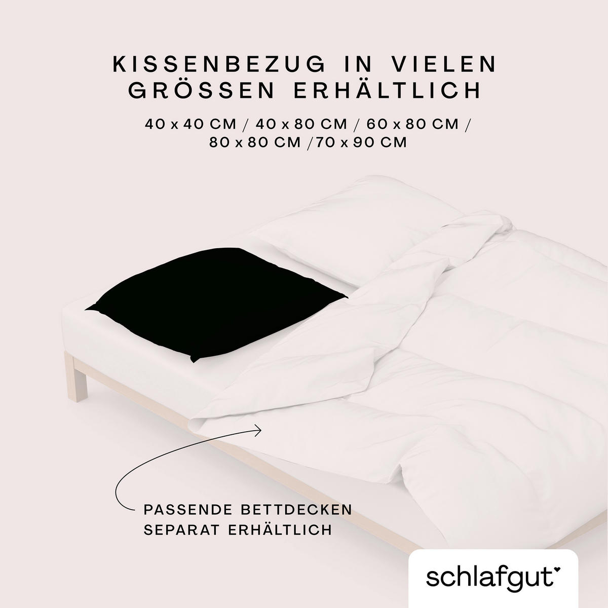 KOPFPOLSTERBEZUG WOVEN SATIN 70/90 cm  - Schwarz, Basics, Textil (70/90cm) - Schlafgut