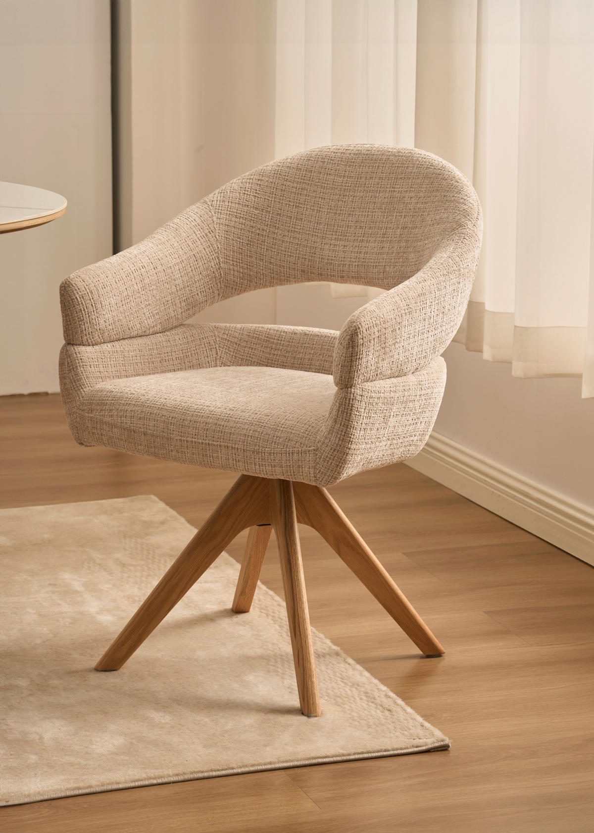 ARMLEHNSTUHL in Holz, Textil Eichefarben, Beige  - Eichefarben/Beige, MODERN, Holz/Textil (58/85/62cm) - Livetastic