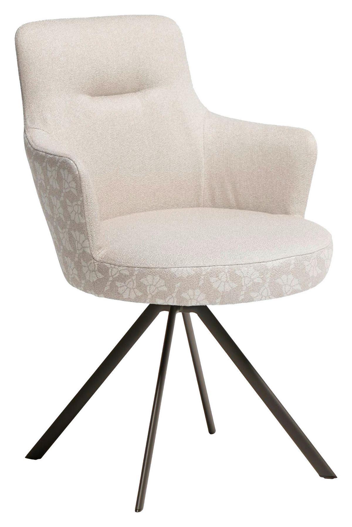 ARMLEHNSTUHL  Stoffauswahl, Sitzfläche 360° drehbar, Gestellauswahl Flachgewebe  - Anthrazit/Naturfarben, Design, Textil/Metall (59/86/62cm) - Joop!