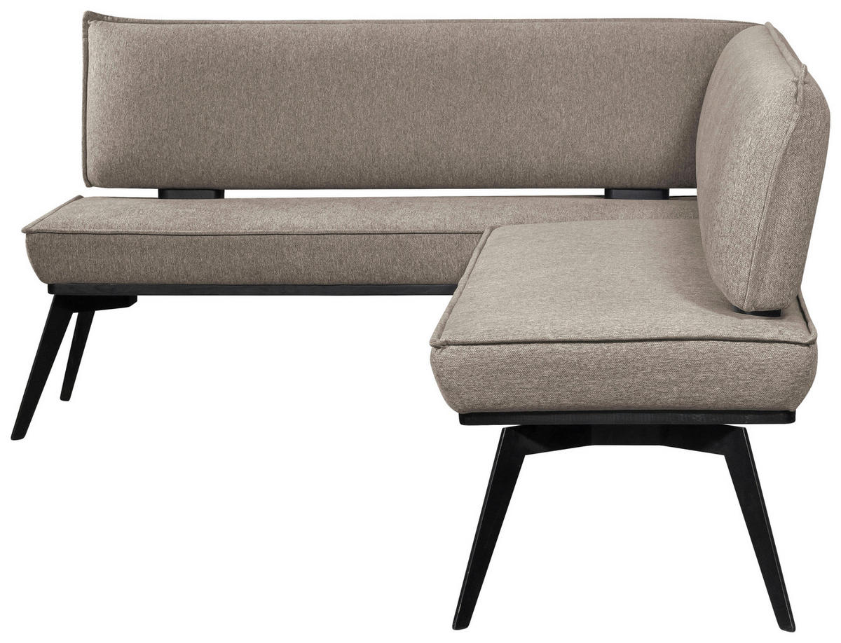 ECKBANK 165/235 cm Webstoff Schwarz, Taupe Buche massiv   - Taupe/Schwarz, Basics, Holz/Textil (165/235cm) - Carryhome